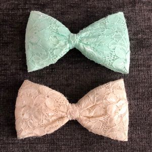 lace bow hair clip set